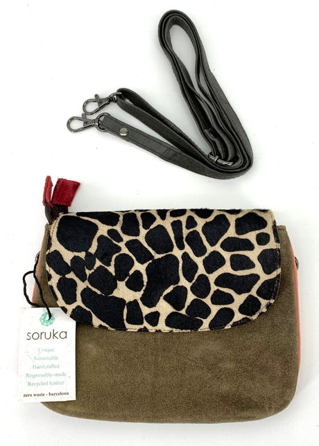 LEO reversible suede handbag in Fairtrade recycled leather