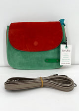 LEO reversible suede handbag in Fairtrade recycled leather