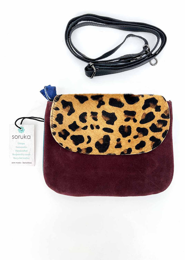 LEO reversible suede handbag in Fairtrade recycled leather