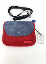 LEO reversible suede handbag in Fairtrade recycled leather