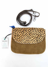 LEO reversible suede handbag in Fairtrade recycled leather