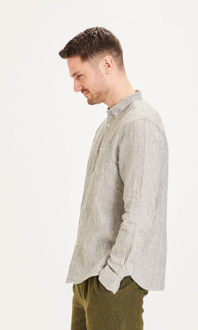 LARCH men's striped shirt in 100% organic linen