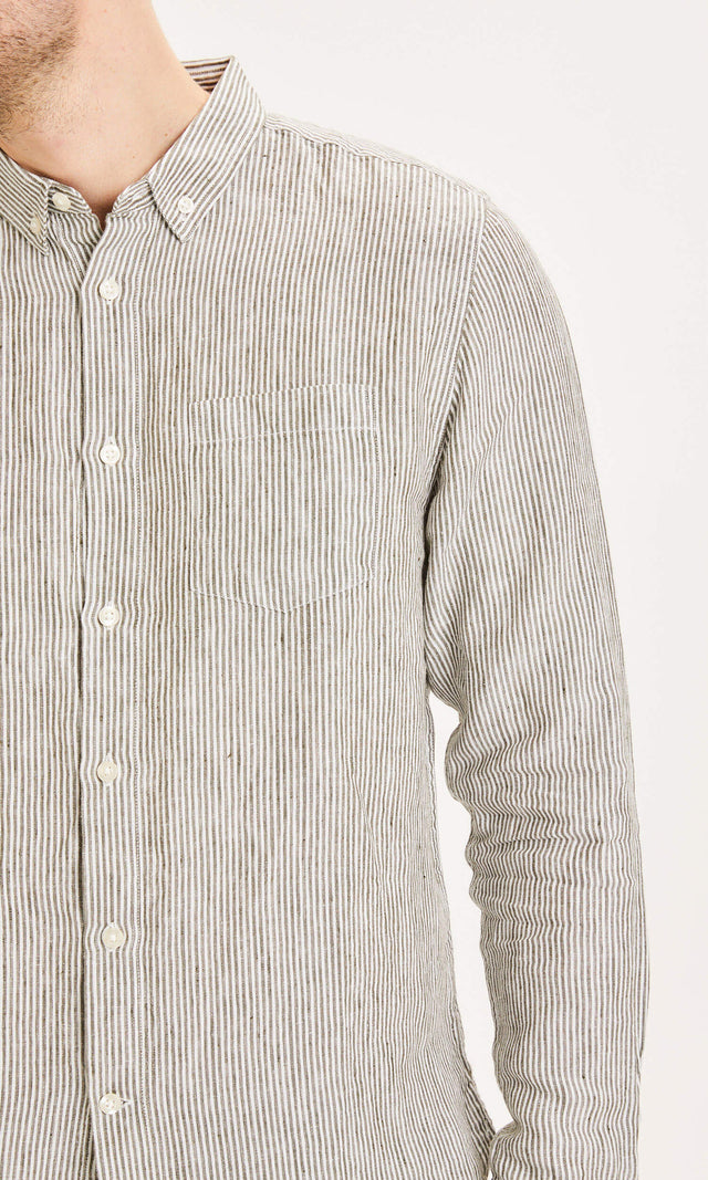 Camicia Uomo LARCH a righe in 100% Lino Biologico