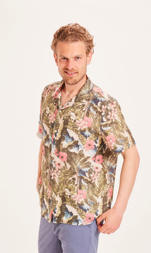 WAVE Men's Hawaii print shirt in 100% Organic Linen