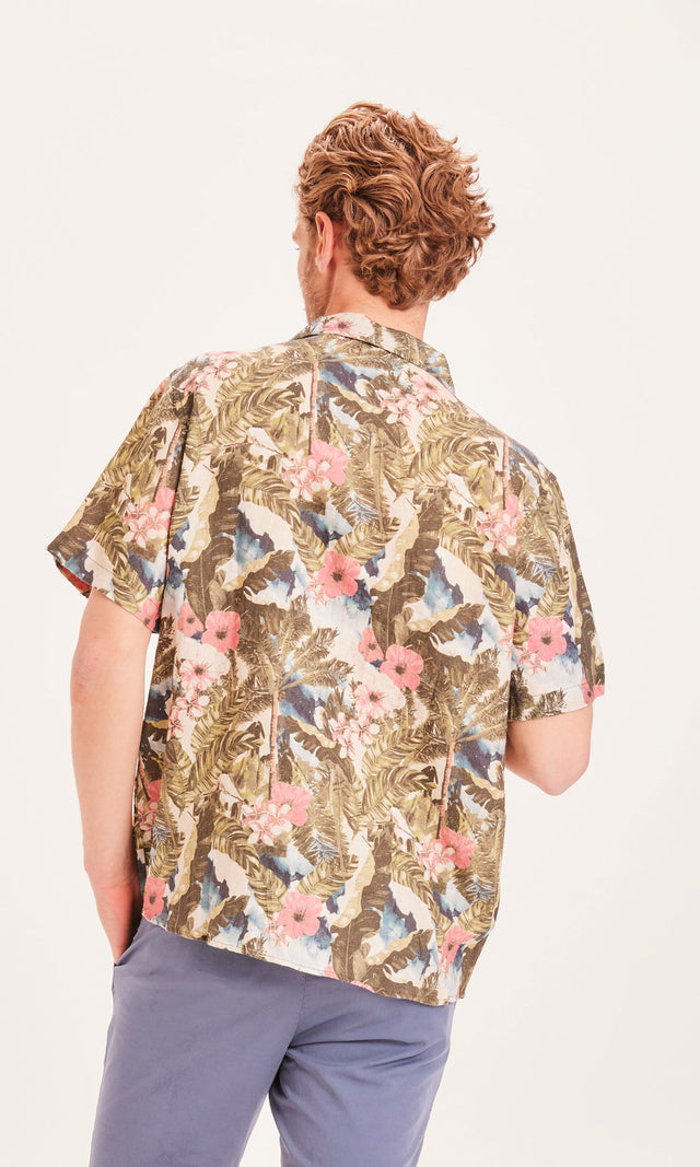 WAVE Men's Hawaii print shirt in 100% Organic Linen