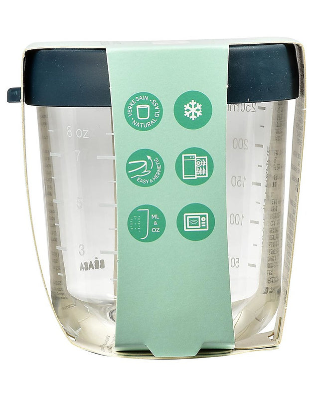 Graduated Glass Container with Airtight Cap 250 ml for baby food