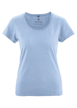 T-shirt con girocollo arrotolato da donna in canapa e cotone biologico