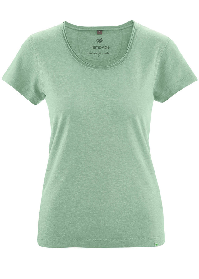 T-shirt with rolled crew neck for women in hemp and organic cotton