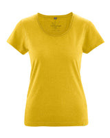 T-shirt con girocollo arrotolato da donna in canapa e cotone biologico