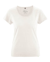 T-shirt with rolled crew neck for women in hemp and organic cotton