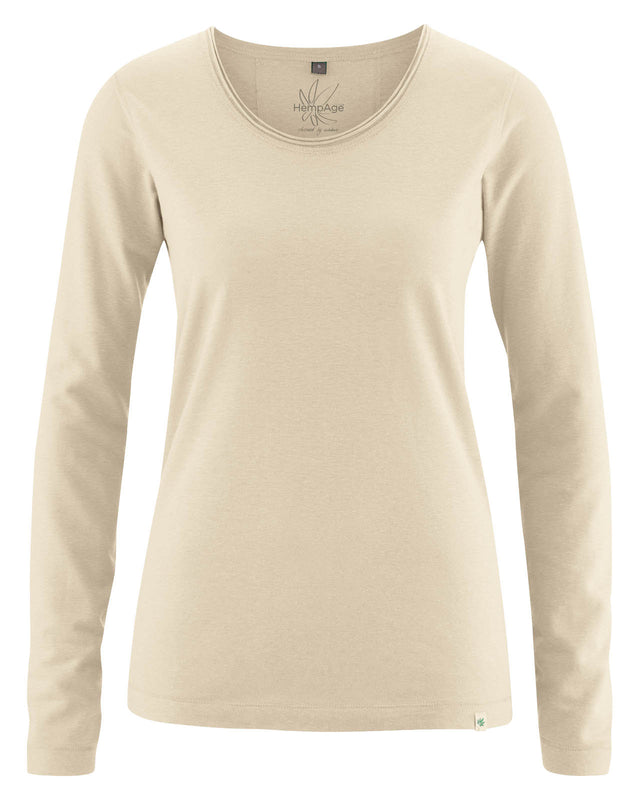 T-shirt with rolled crew neck for women in hemp and organic cotton