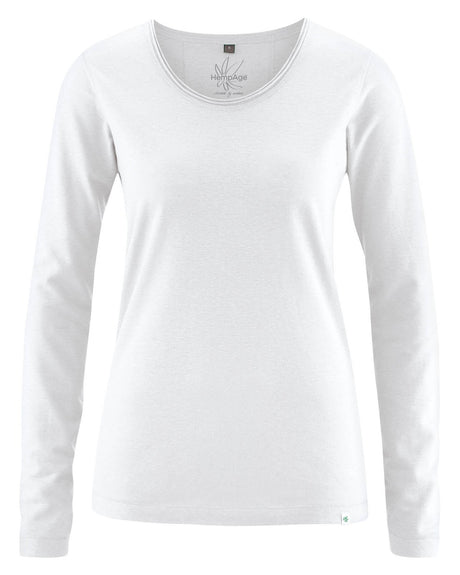 T-shirt with rolled crew neck for women in hemp and organic cotton