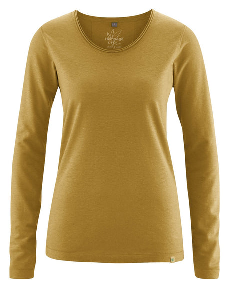 T-shirt with rolled crew neck for women in hemp and organic cotton