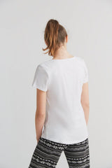 Flammè V-neck T-shirt for women in pure organic cotton