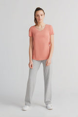 Flammè V-neck T-shirt for women in pure organic cotton