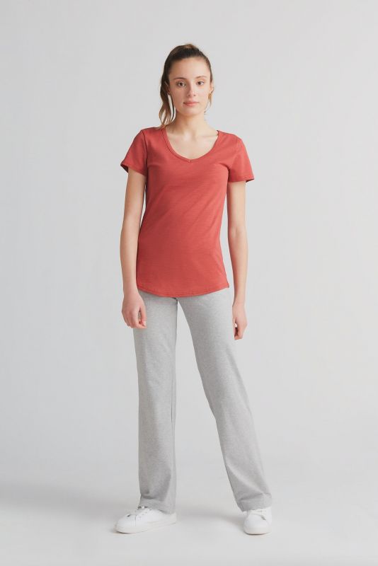 Flammè V-neck T-shirt for women in pure organic cotton