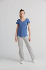 Flammè V-neck T-shirt for women in pure organic cotton