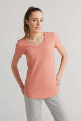 Flammè V-neck T-shirt for women in pure organic cotton