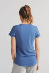 Flammè V-neck T-shirt for women in pure organic cotton