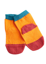 Orange/red/petrol children's socks in organic cotton