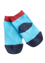 Light blue/blue/red children's socks in organic cotton