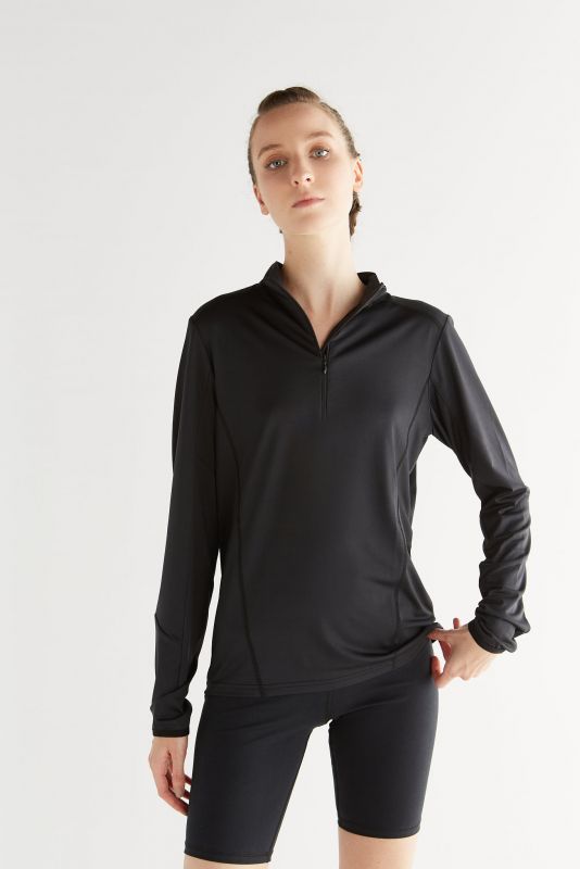 Unisex zip-up sports sweatshirt in recycled polyester technical fabric