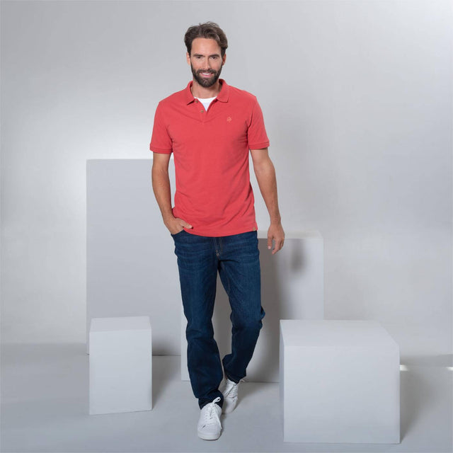 Polo Kenley Red da uomo in cotone biologico e bamboo