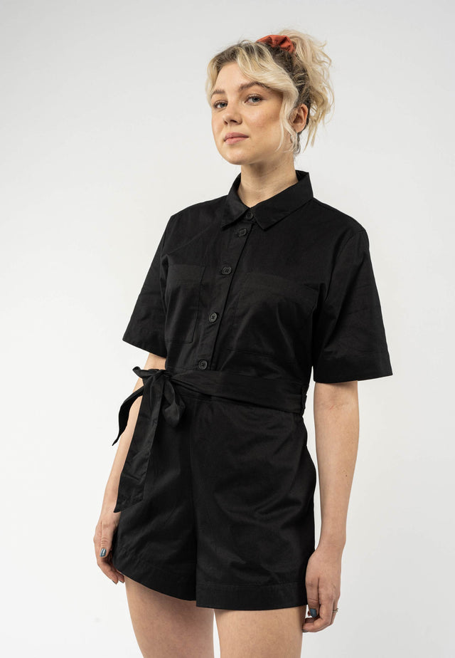 Jumpsuit Sanela Black da donna in Cotone Biologico