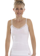 Earth ribbed tank top with lace for women in organic cotton