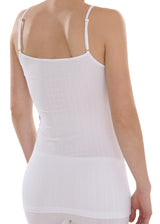 Earth ribbed tank top with lace for women in organic cotton