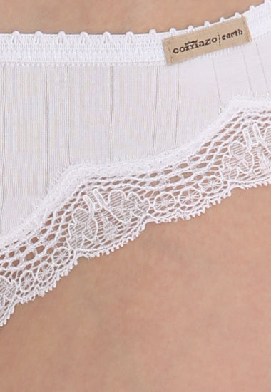 Ribbed Jazz briefs with lace for women in organic cotton