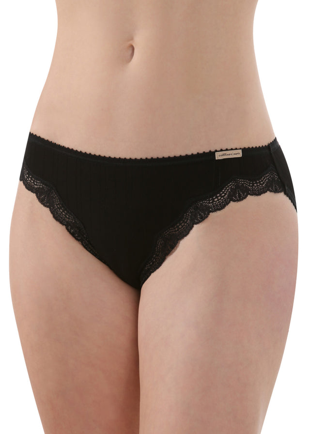 Ribbed Jazz briefs with lace for women in organic cotton