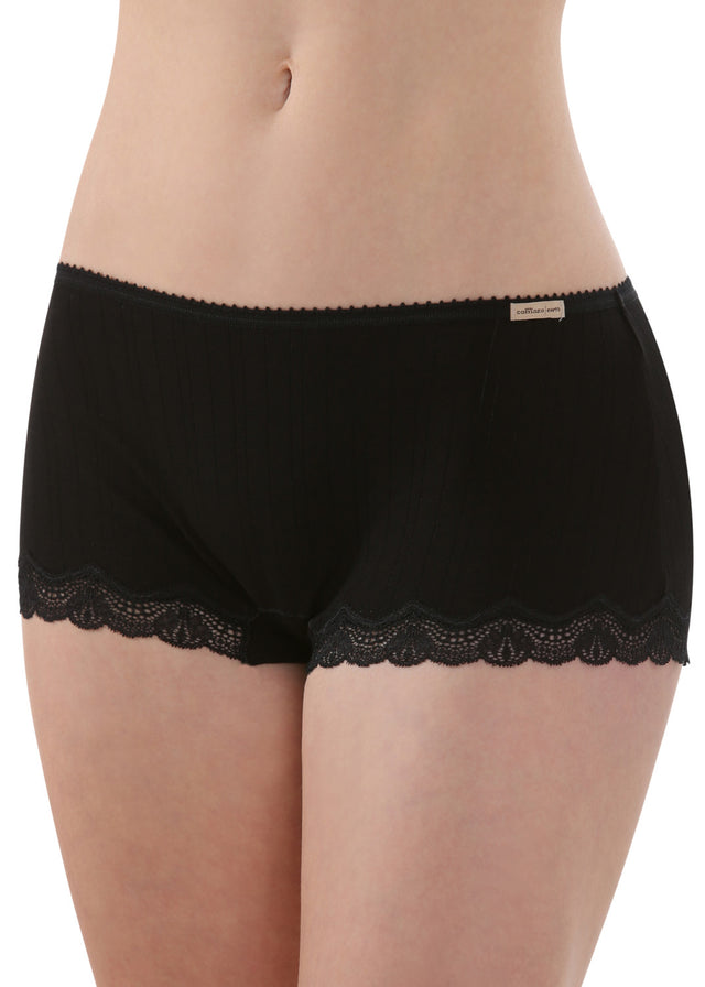 Ribbed hipster briefs with lace for women in organic cotton