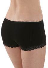 Ribbed hipster briefs with lace for women in organic cotton