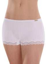 Ribbed hipster briefs with lace for women in organic cotton