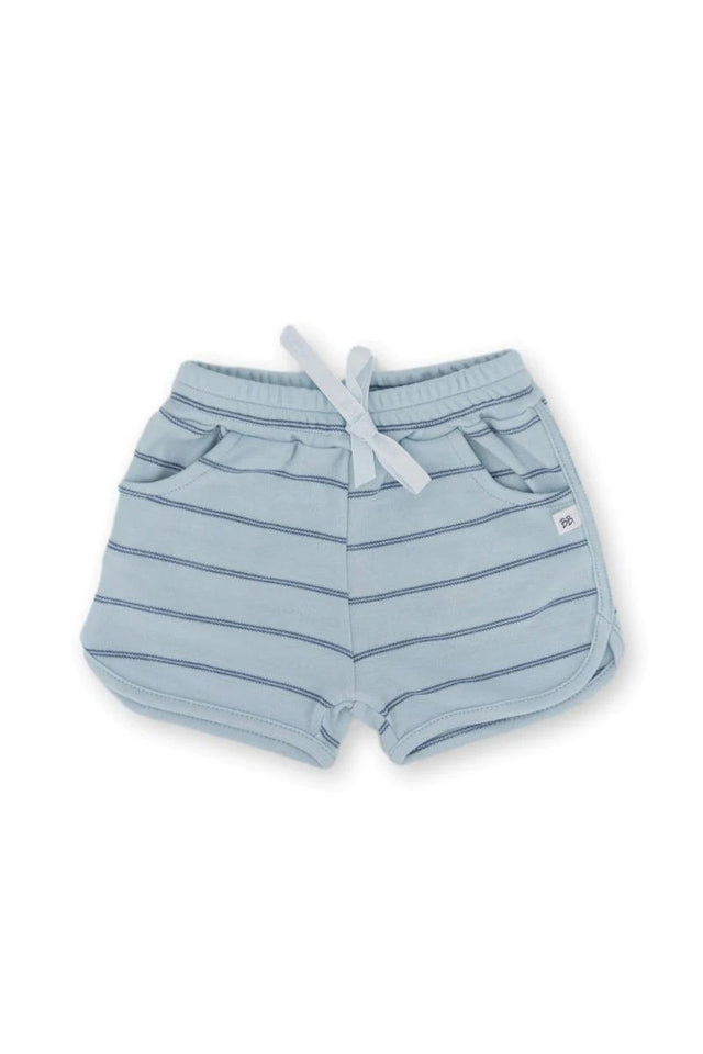 Short Light Blue Striped Shorts in Organic Bamboo