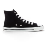 White Cap High Cut Black Trainer Shoes in Fairtrade organic cotton