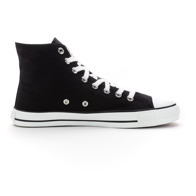 Scarpe Trainer White Cap High Cut Black in cotone biologico Fairtrade