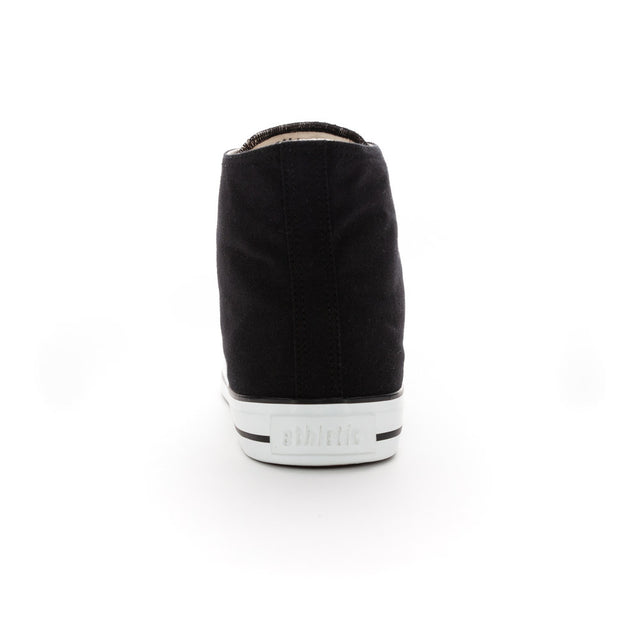 White Cap High Cut Black Trainer Shoes in Fairtrade organic cotton