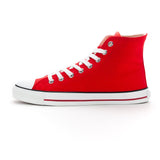 White Cap High Cut Red Trainer Shoes in Fairtrade organic cotton