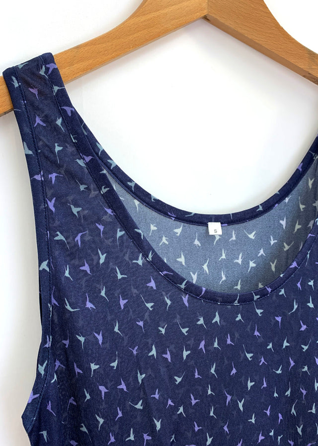 Women's nightdress with birds in pure jersey silk