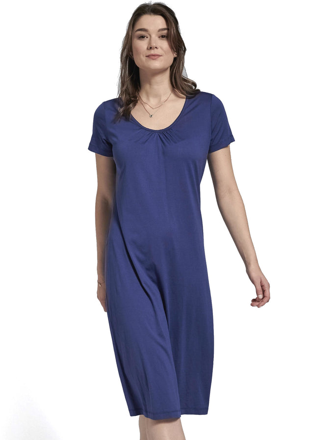 Short sleeve nightdress in silk and organic cotton