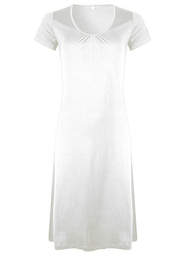 Short sleeve nightdress in silk and organic cotton