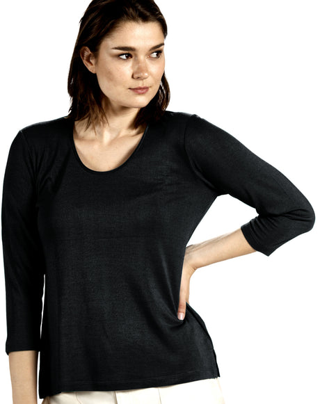 Women's 3/4 sleeve shirt in viscose linen silk blend