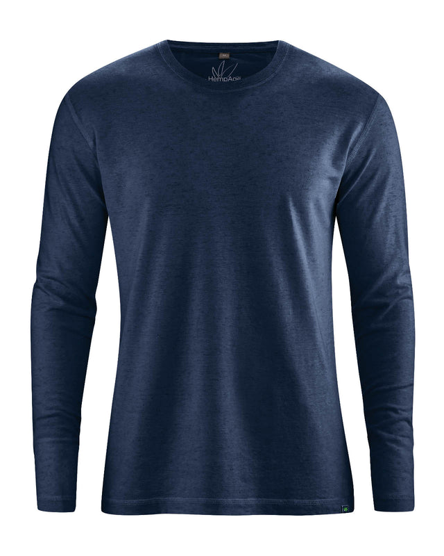 Diego long-sleeved shirt in hemp and organic cotton Navy Blue