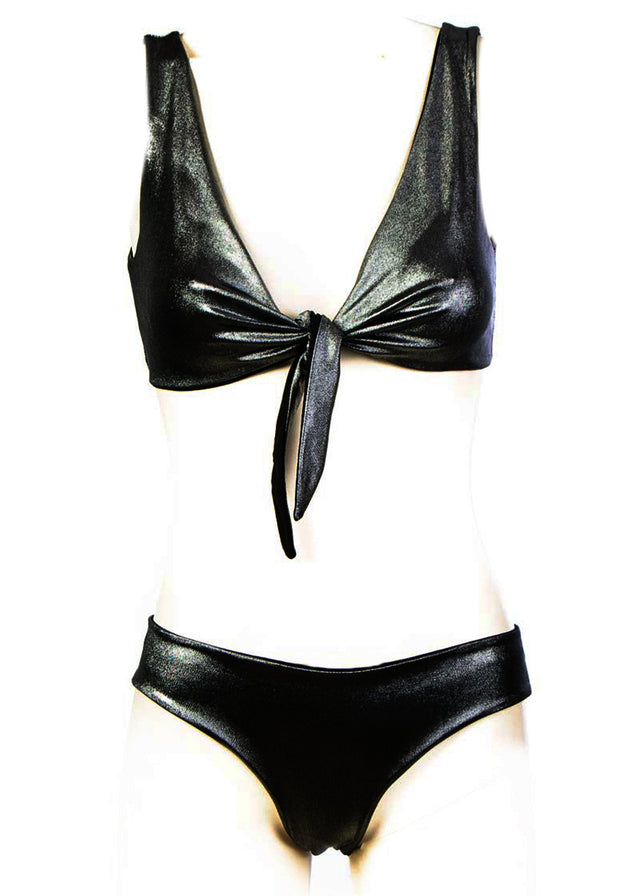 Bikini Fiocco Black swimsuit in cotton and Lurex