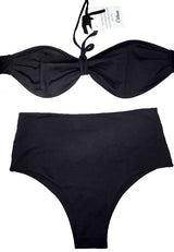 Bikini a fascia e slip alto costume da bagno in cotone