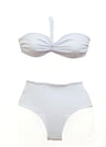 Bikini a fascia e slip alto costume da bagno in cotone