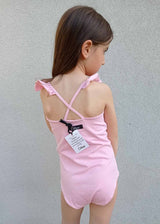 One-piece cotton swimsuit for girls