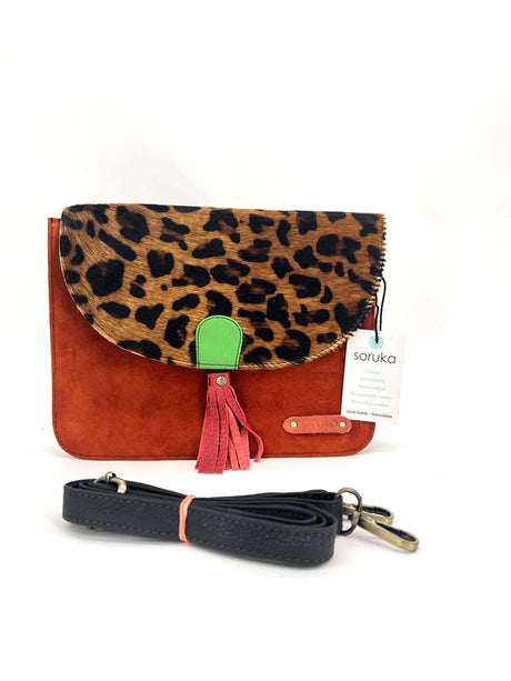 Olivia suede handbag in Fairtrade recycled leather